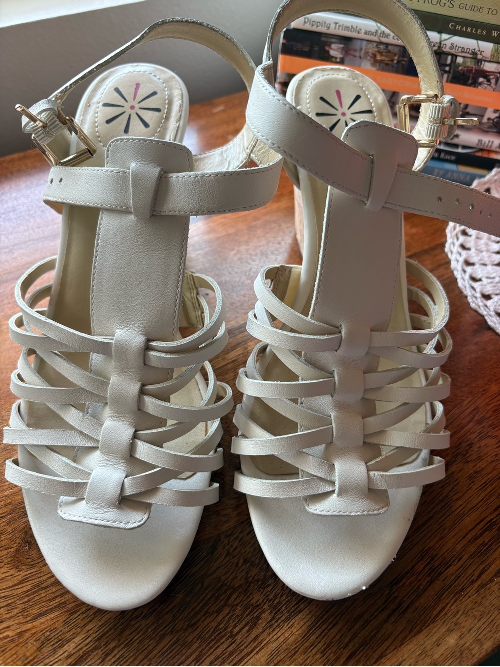 Isaac Mizrahi Cream Multi-Strap T-Strap Sandals